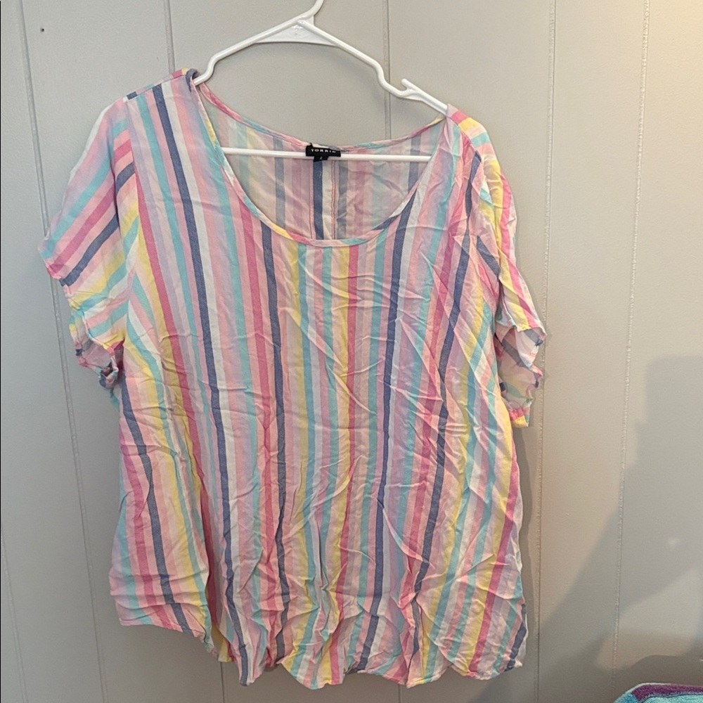 Torrid Pastel Striped Short Sleeve Top